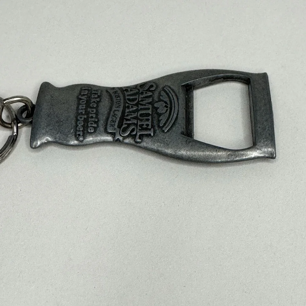Samuel Adams Boston Lager‎ Bottle Opener Keychain Vintage Pewter Tone Barware